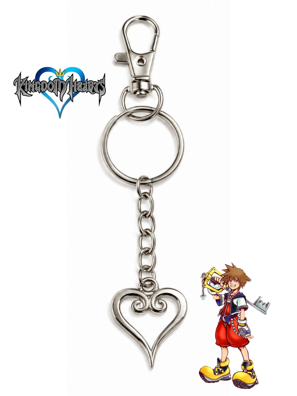 Kingdom Hearts Silver Tone Heart Keychain